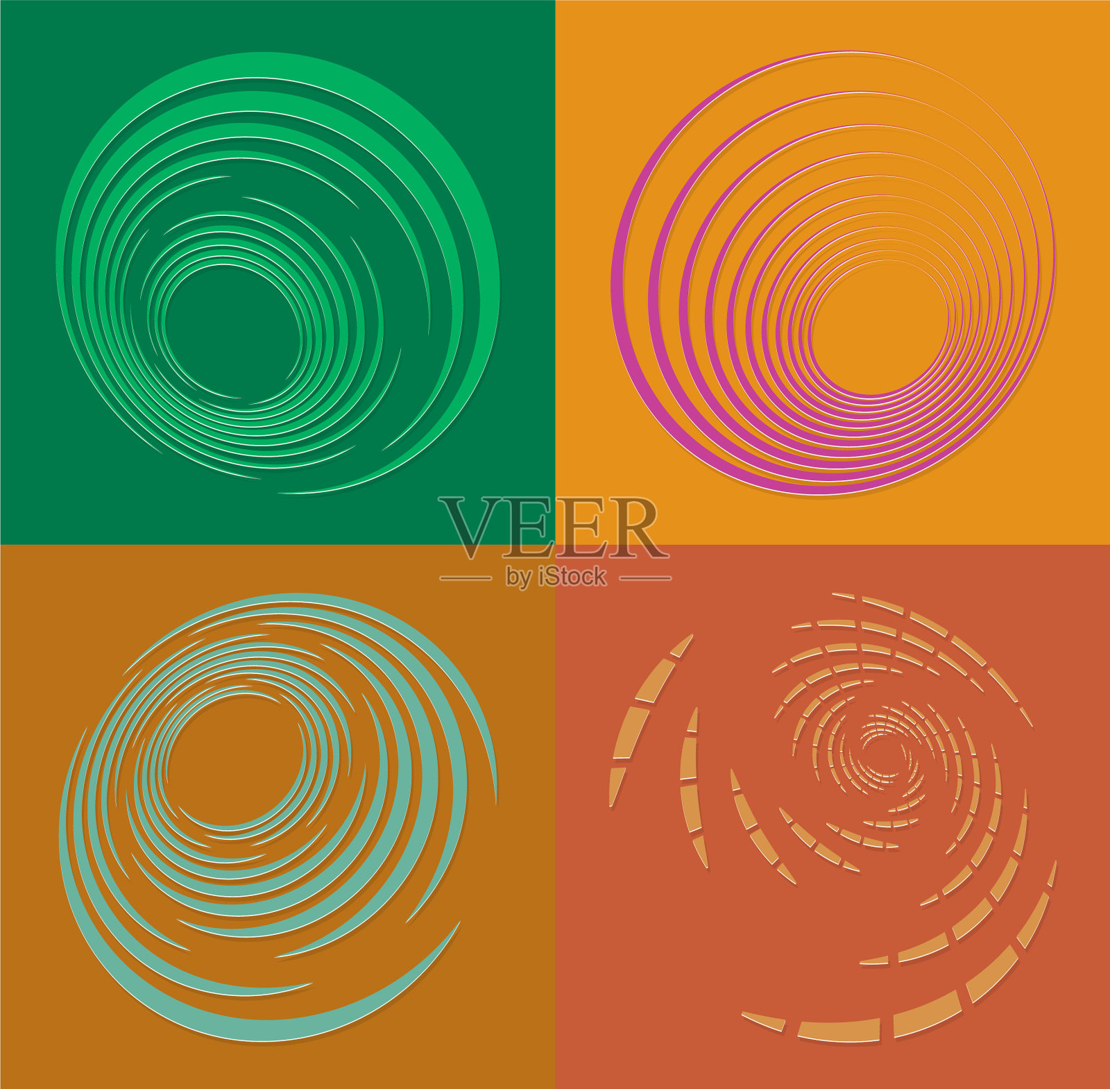 设置双音卷曲线圈的旋转蜗壳形状插画图片素材