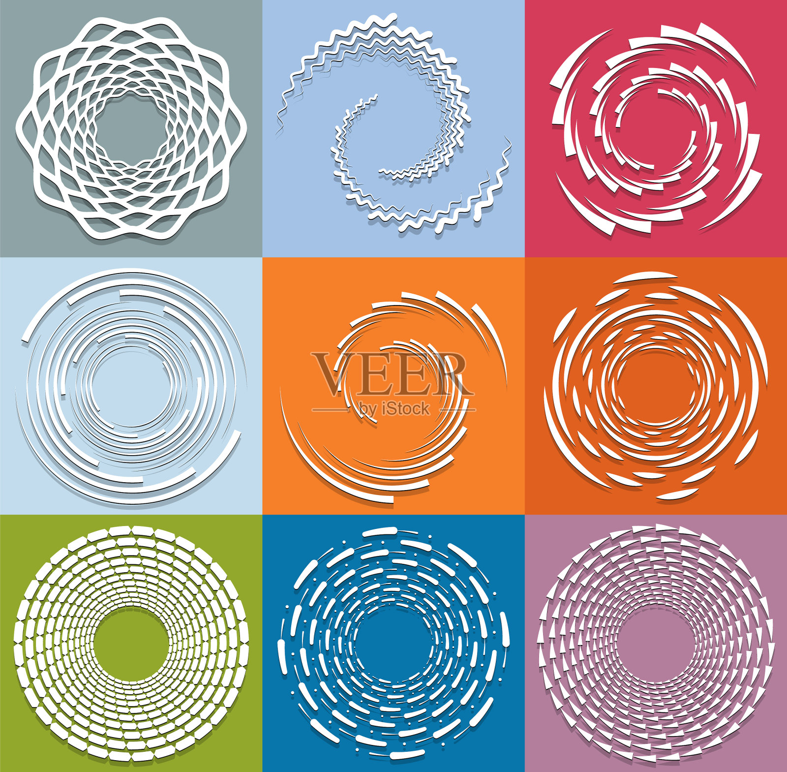 设置白色螺旋卷曲和螺旋卷曲插画图片素材