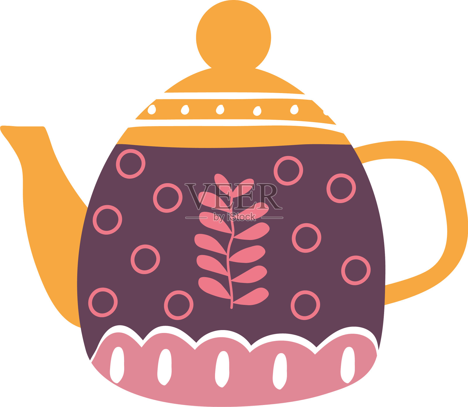 茶或咖啡壶的平面风格图标设计插画图片素材