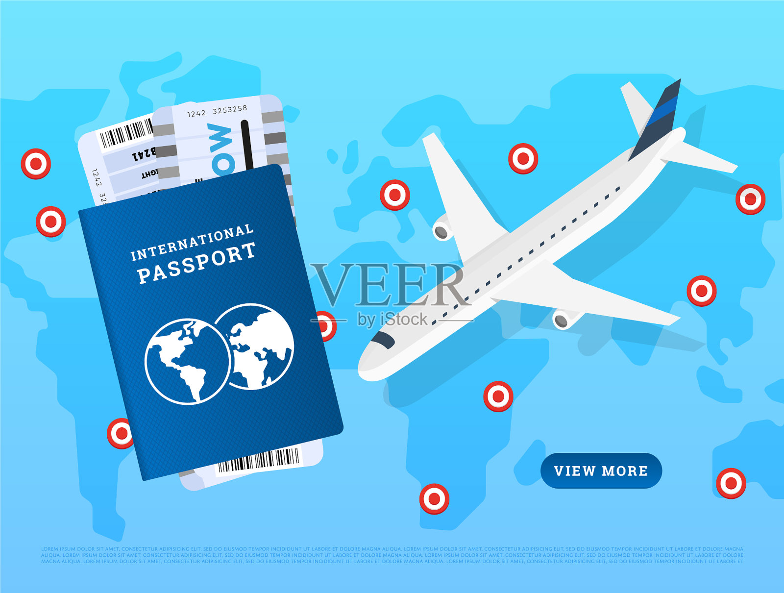 网页设计国际航班页面插画图片素材