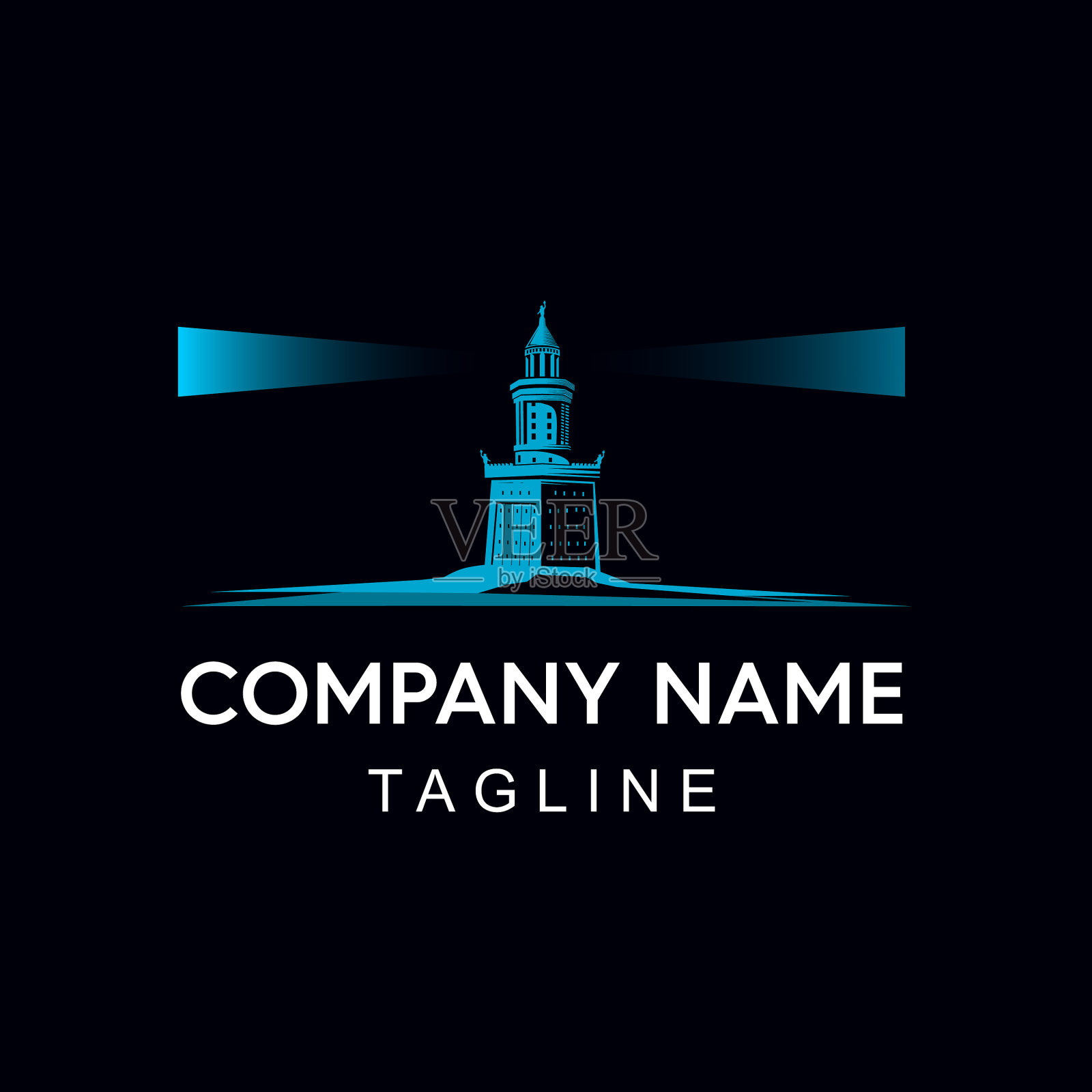 复古灯塔抽象插画图片素材