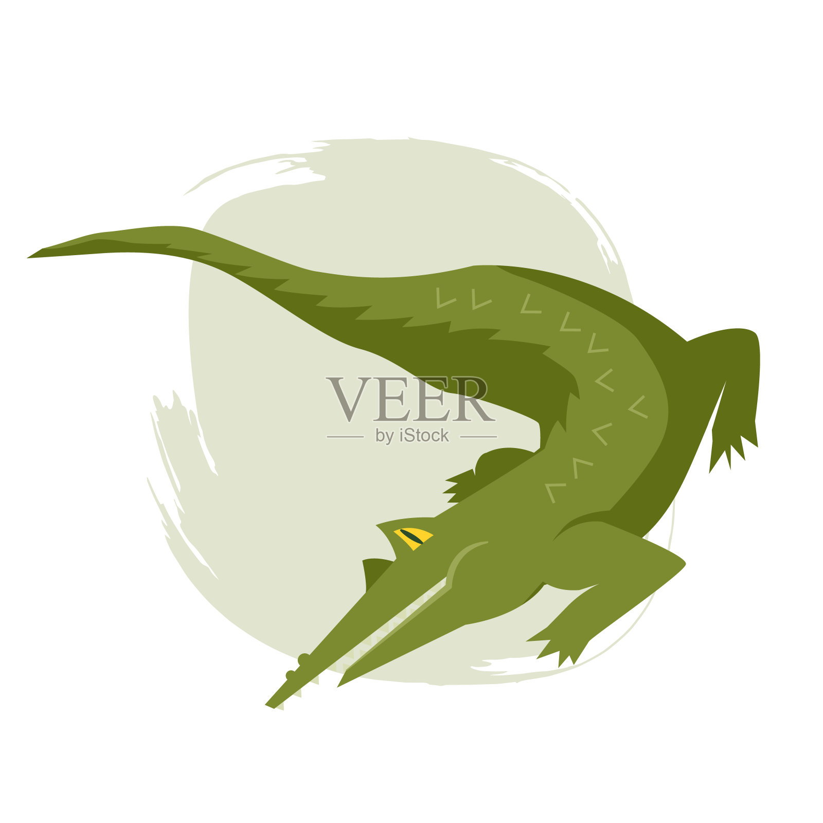 鳄鱼或鳄鱼在光背景手绘矢量插图与画笔装饰元素设计元素图片