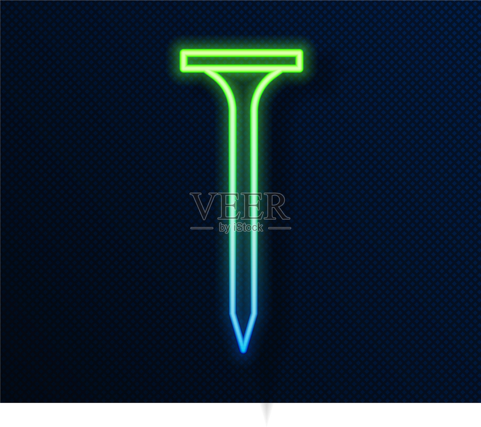 发光霓虹线金属指甲图标孤立上插画图片素材