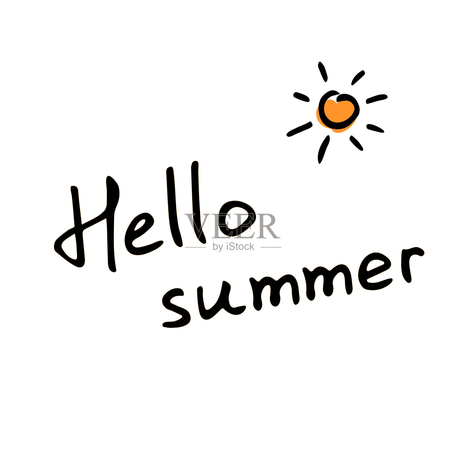 夏你好题字手绘刻字插画图片素材