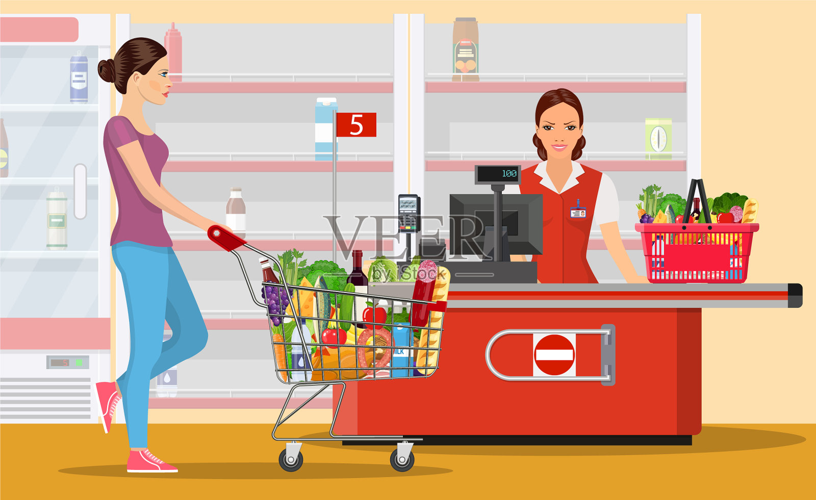 人们在超市购物插画图片素材