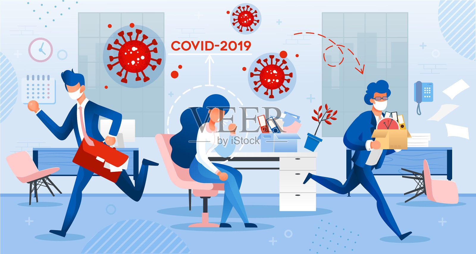 冠状病毒通过咳嗽在人群中传播插画图片素材