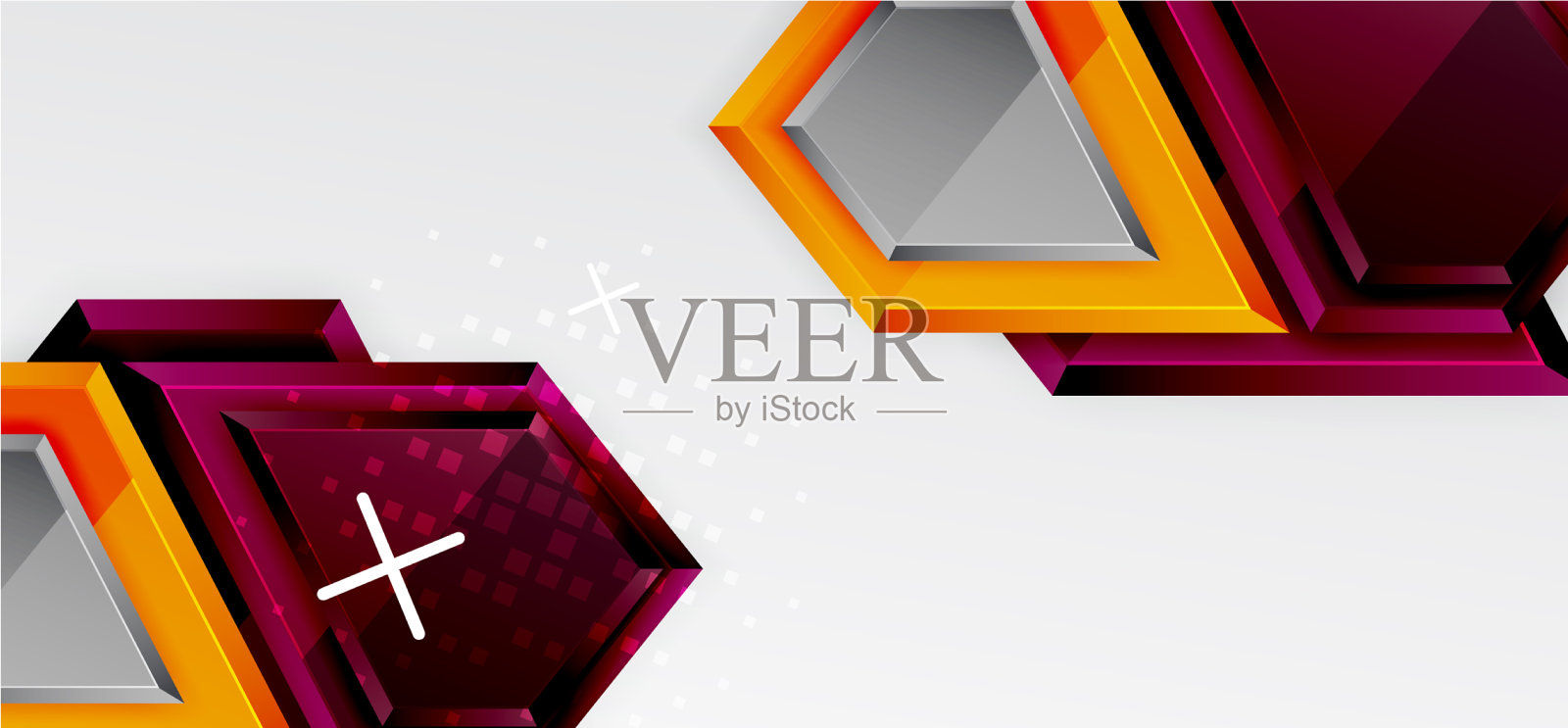 金属光泽闪亮的几何形状与3d效果插画图片素材