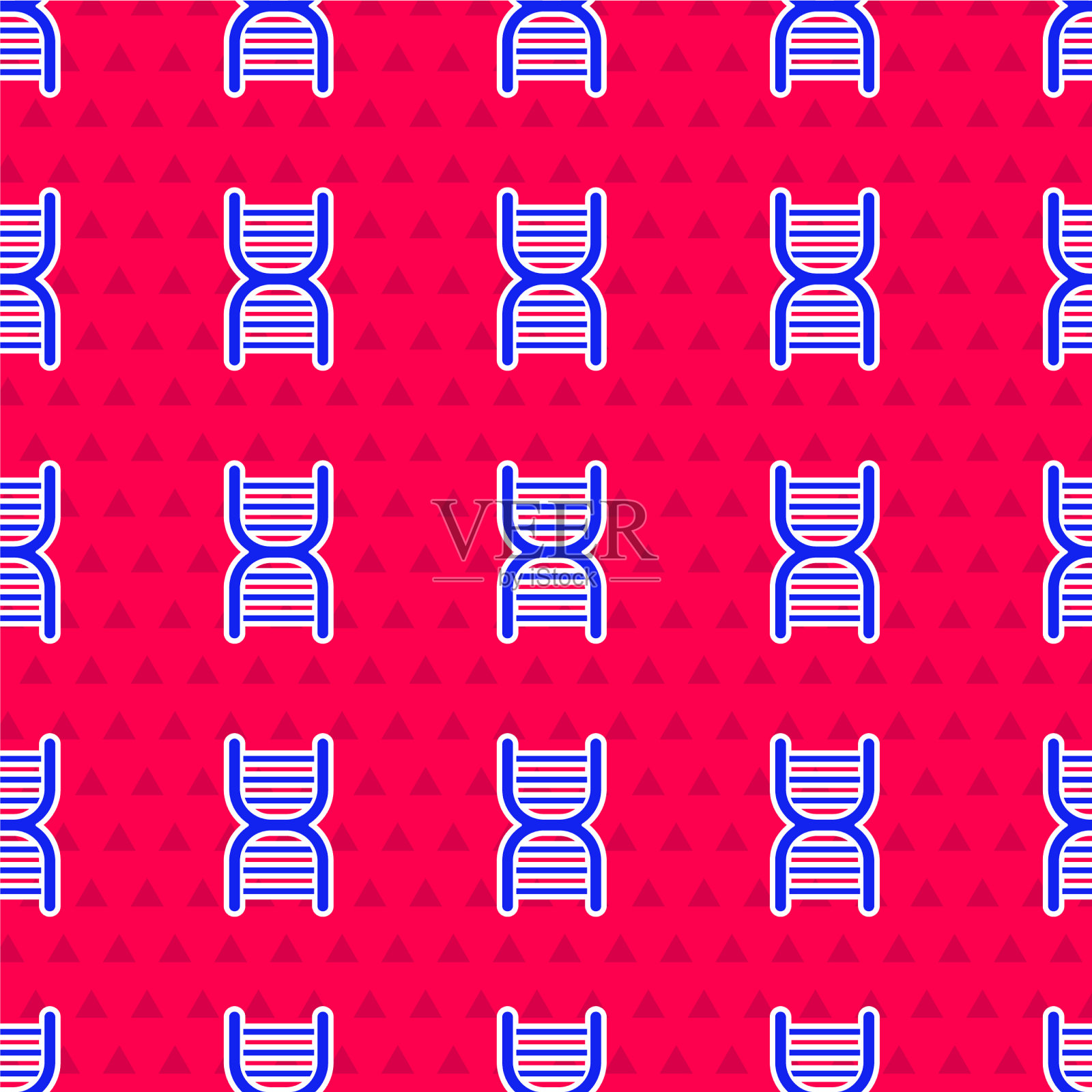 蓝色DNA符号图标隔离无缝模式上插画图片素材