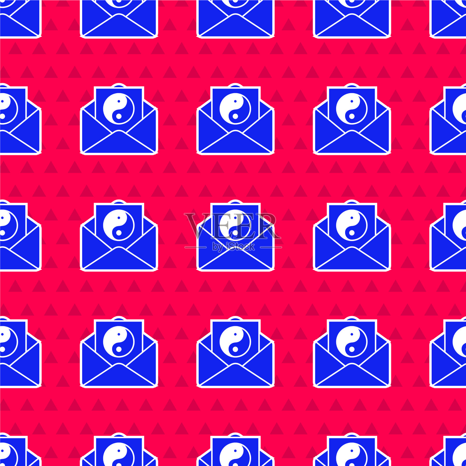 蓝色阴阳与信封图标隔绝无缝插画图片素材