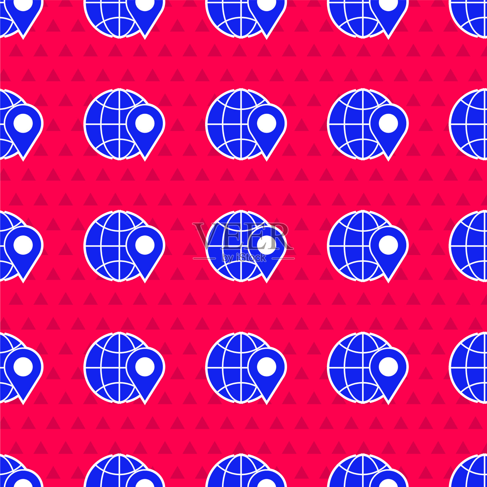 蓝色位置在全球图标隔离无缝插画图片素材