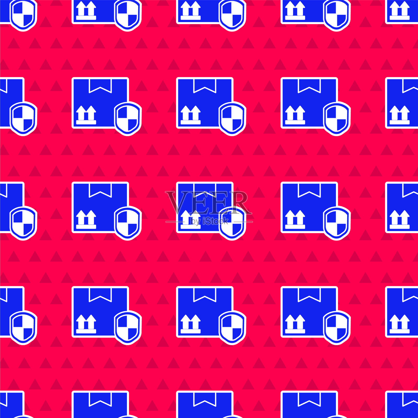 蓝色交付包安全与盾牌图标插画图片素材