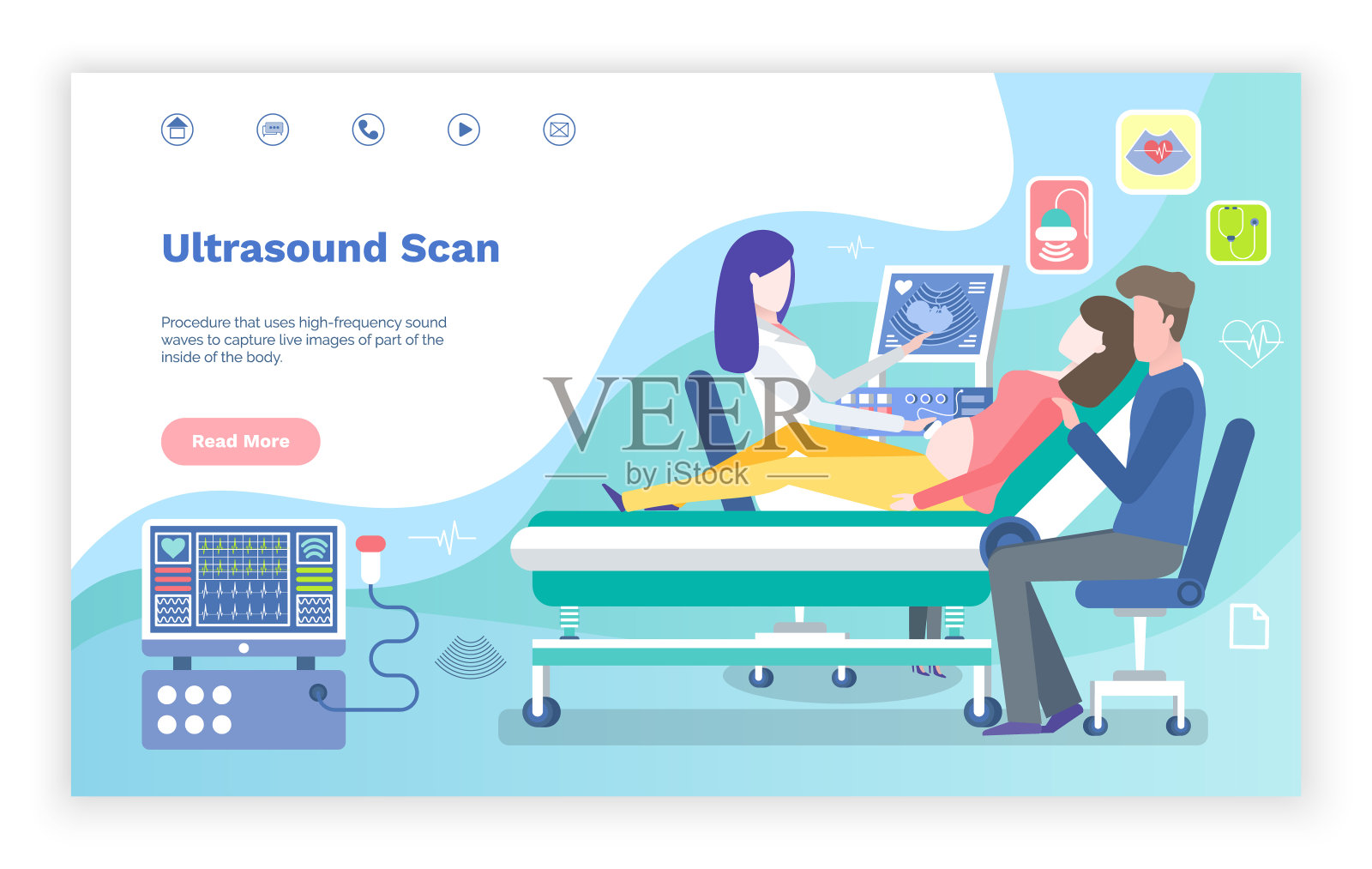 超声波扫描孕期诊断网站插画图片素材