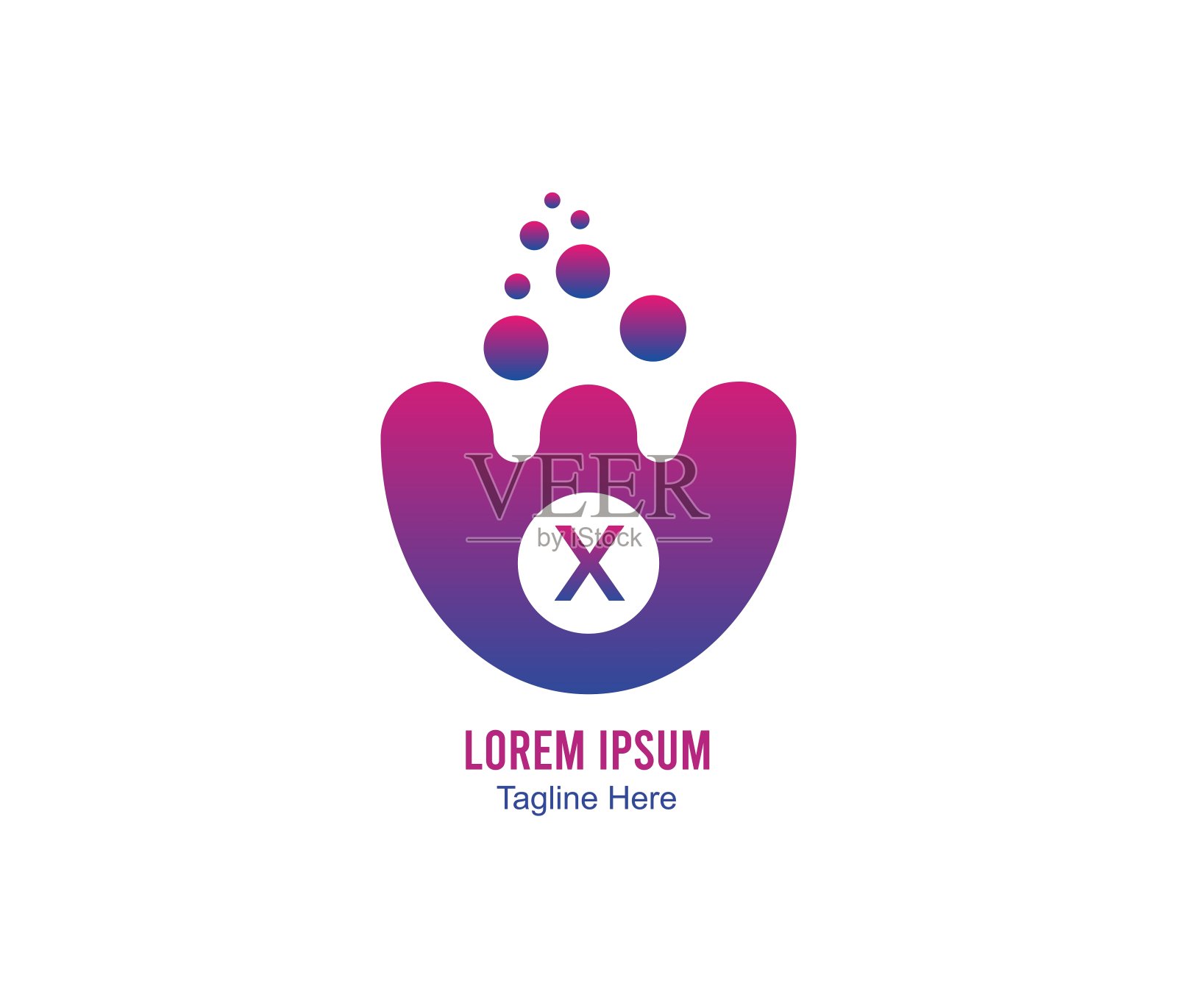 独特的字母X液体标志，白色背景插画图片素材