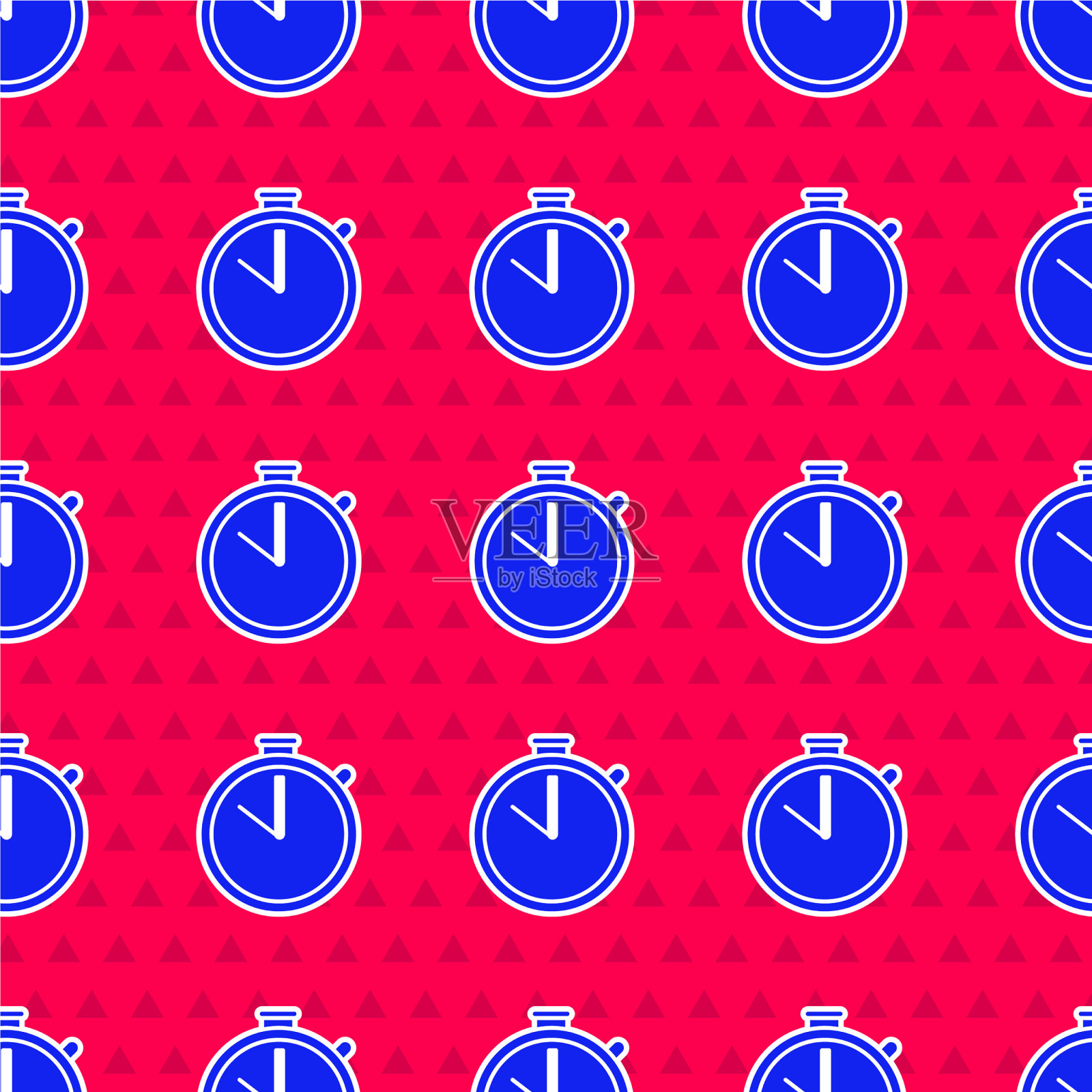 蓝色秒表图标隔离无缝图案上插画图片素材