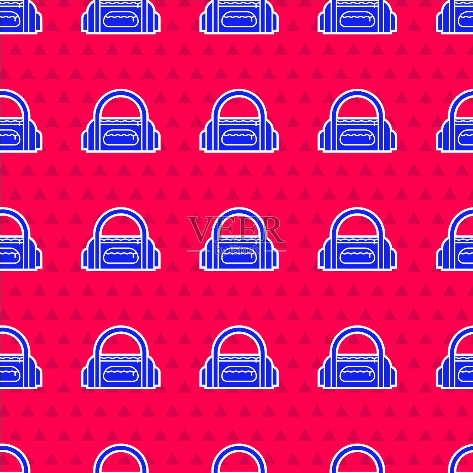 蓝色运动包图标隔离无缝图案上插画图片素材