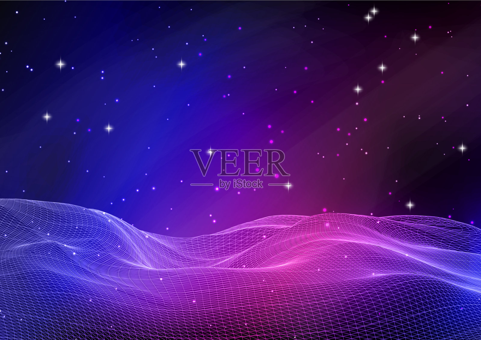 抽象线框景观对银河天空插画图片素材