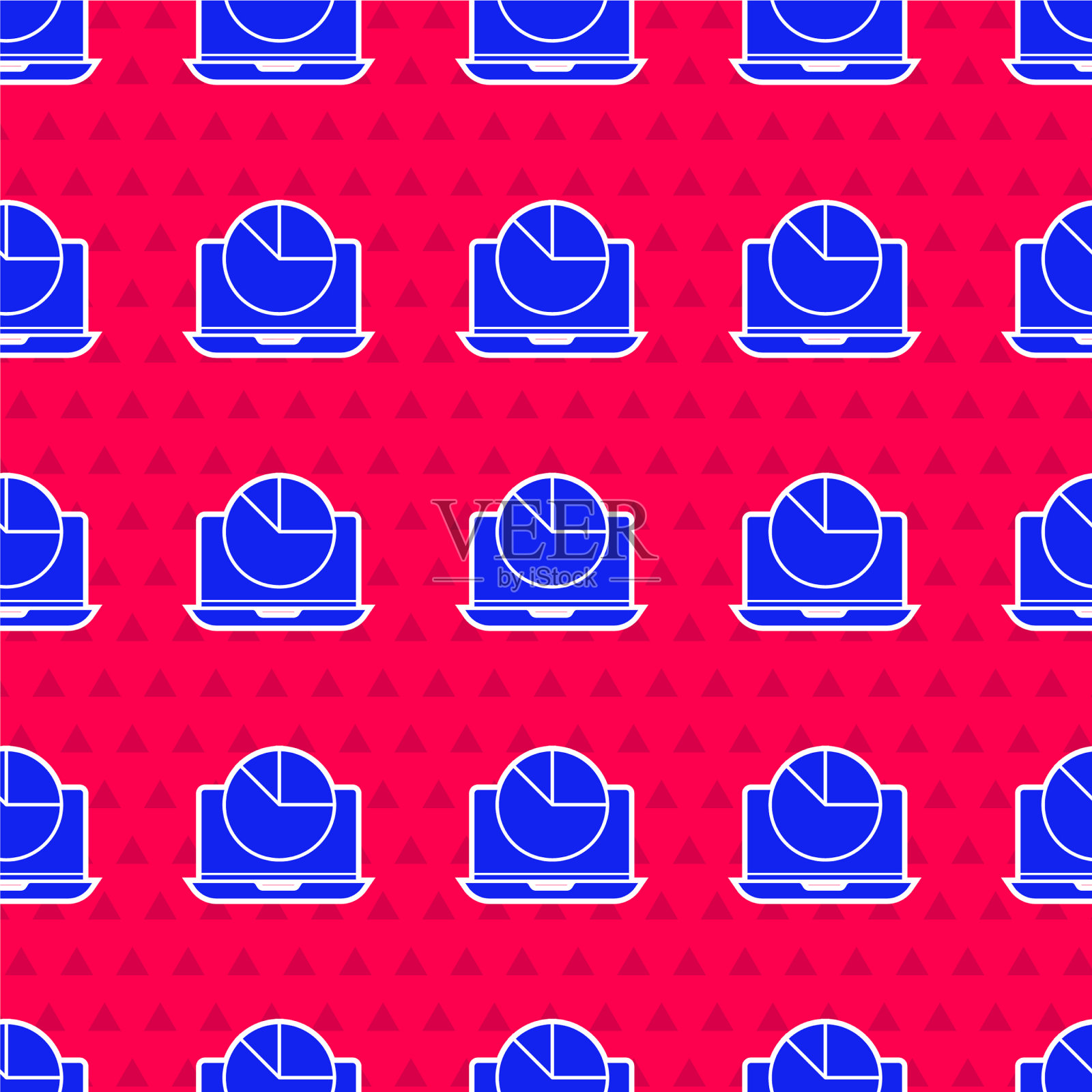 蓝色笔记本电脑图形图表图标隔离插画图片素材