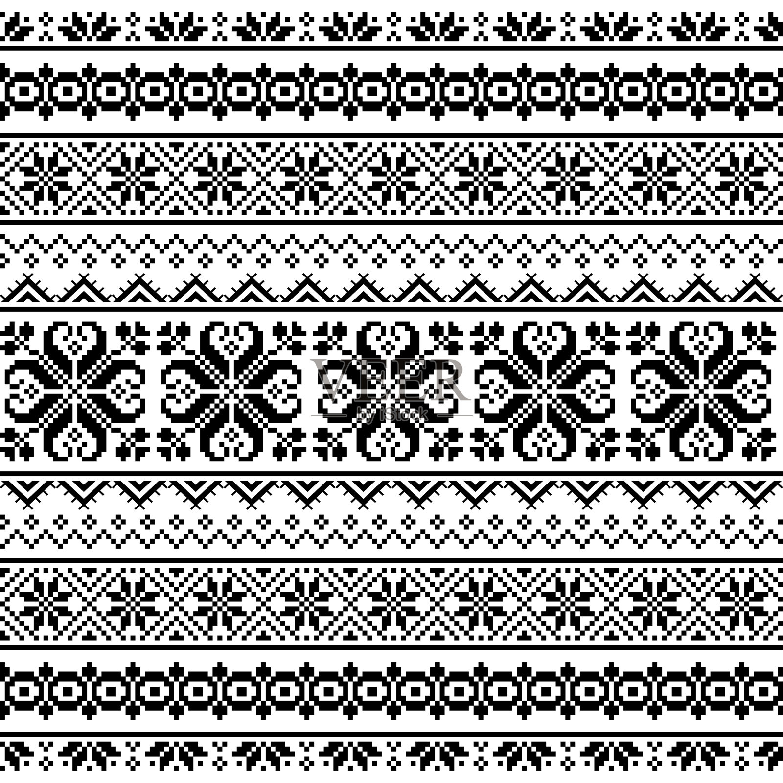 乌克兰白俄罗斯民间艺术无缝图案插画图片素材