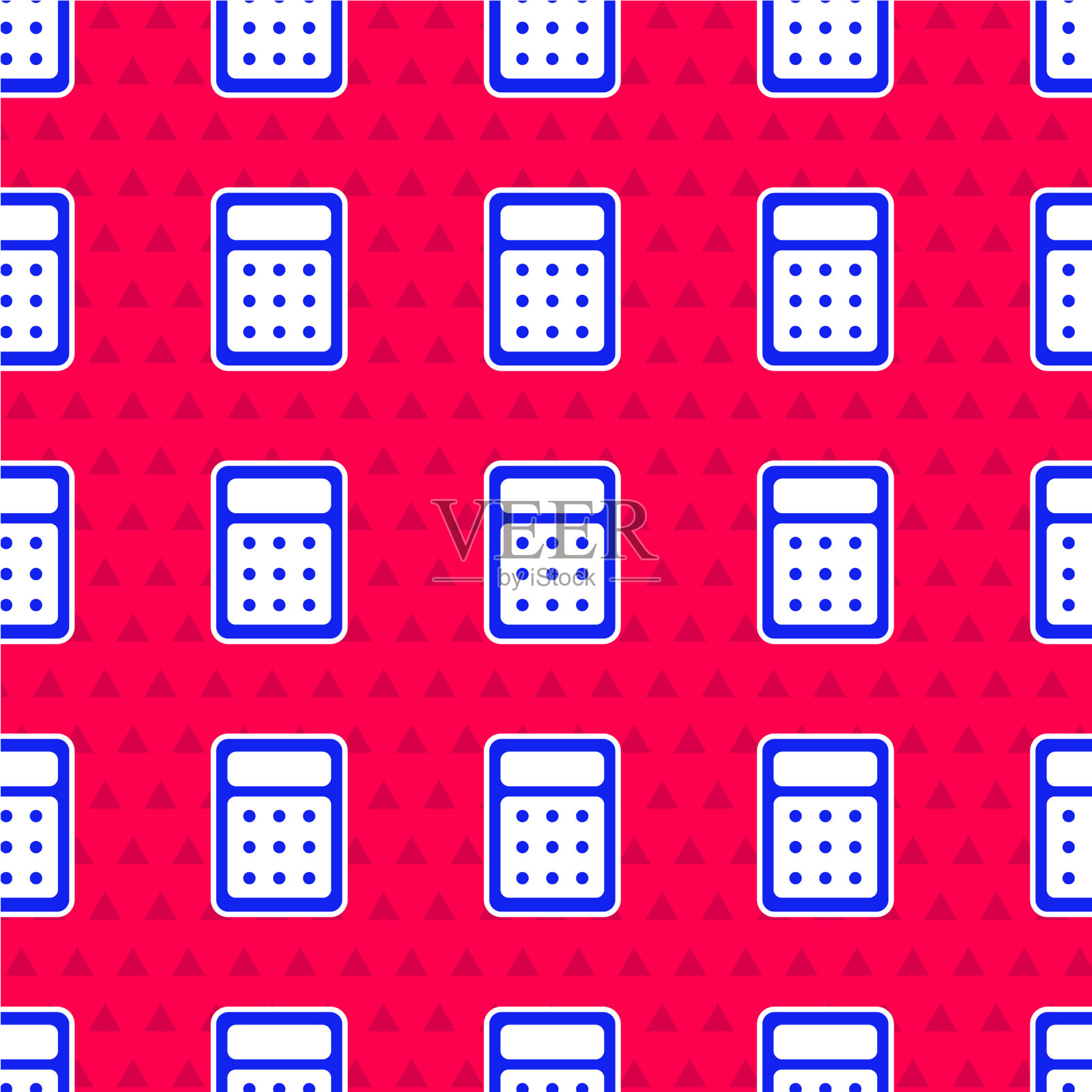 蓝色计算器图标隔离无缝模式插画图片素材