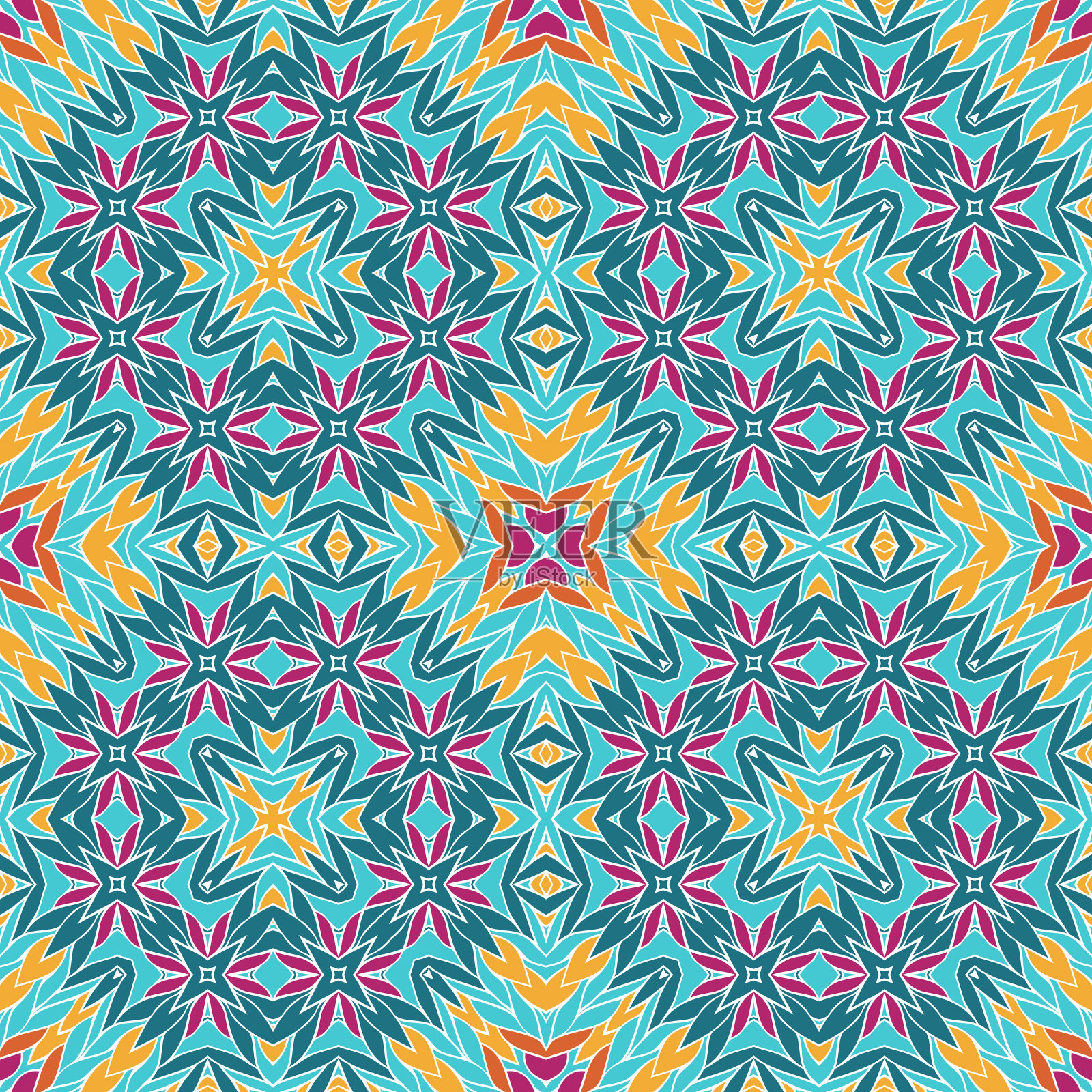 明亮的几何无缝图案插画图片素材