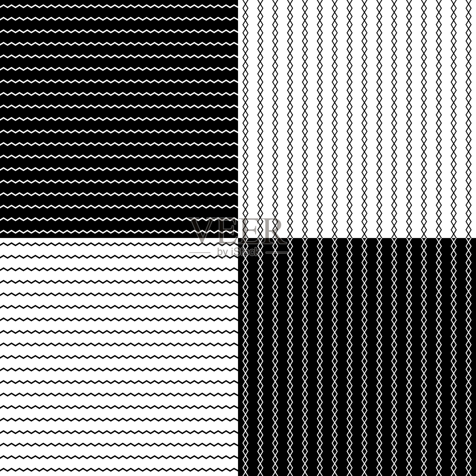 复古无缝黑白条纹图案插画图片素材