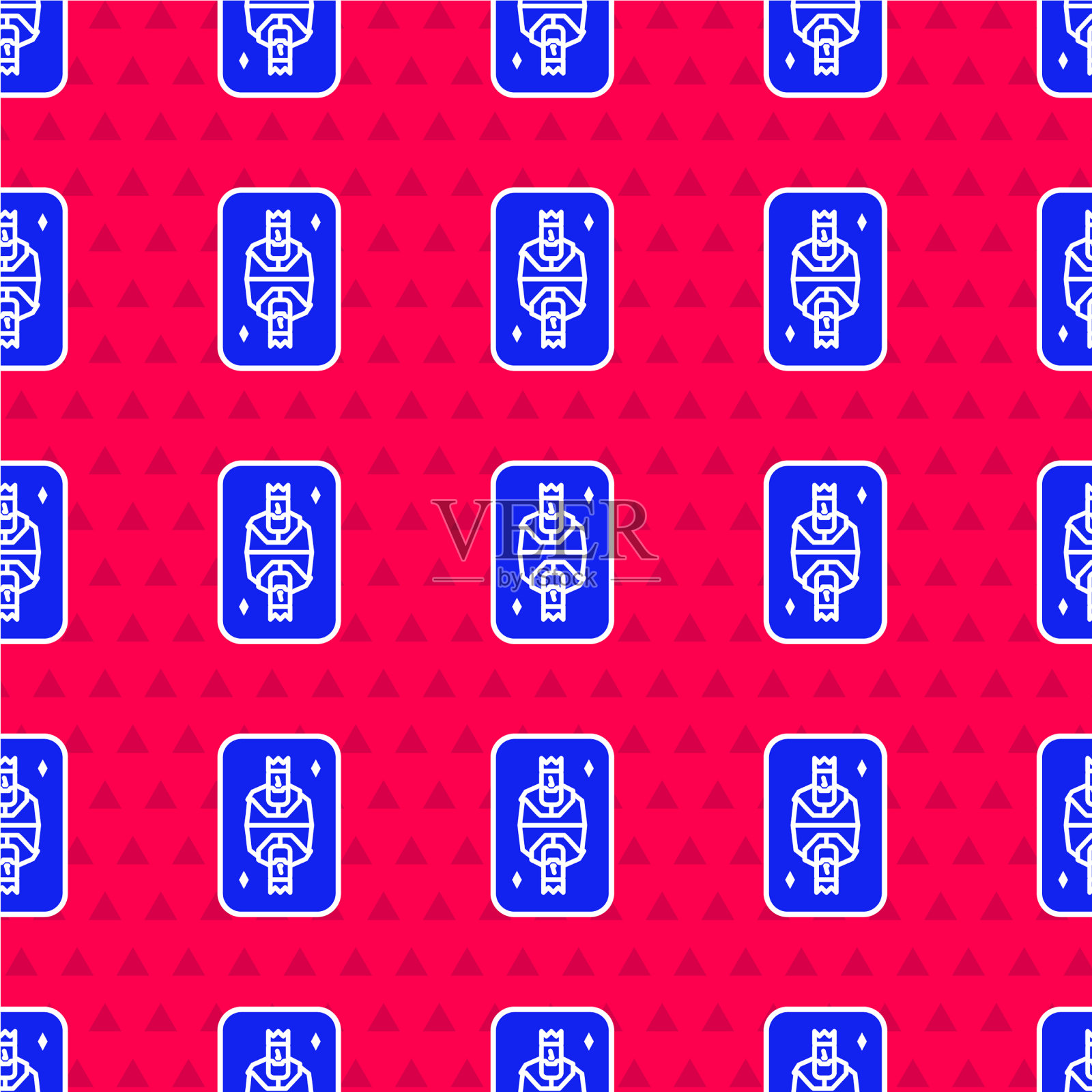 蓝色的国王扑克牌与钻石标志图标插画图片素材