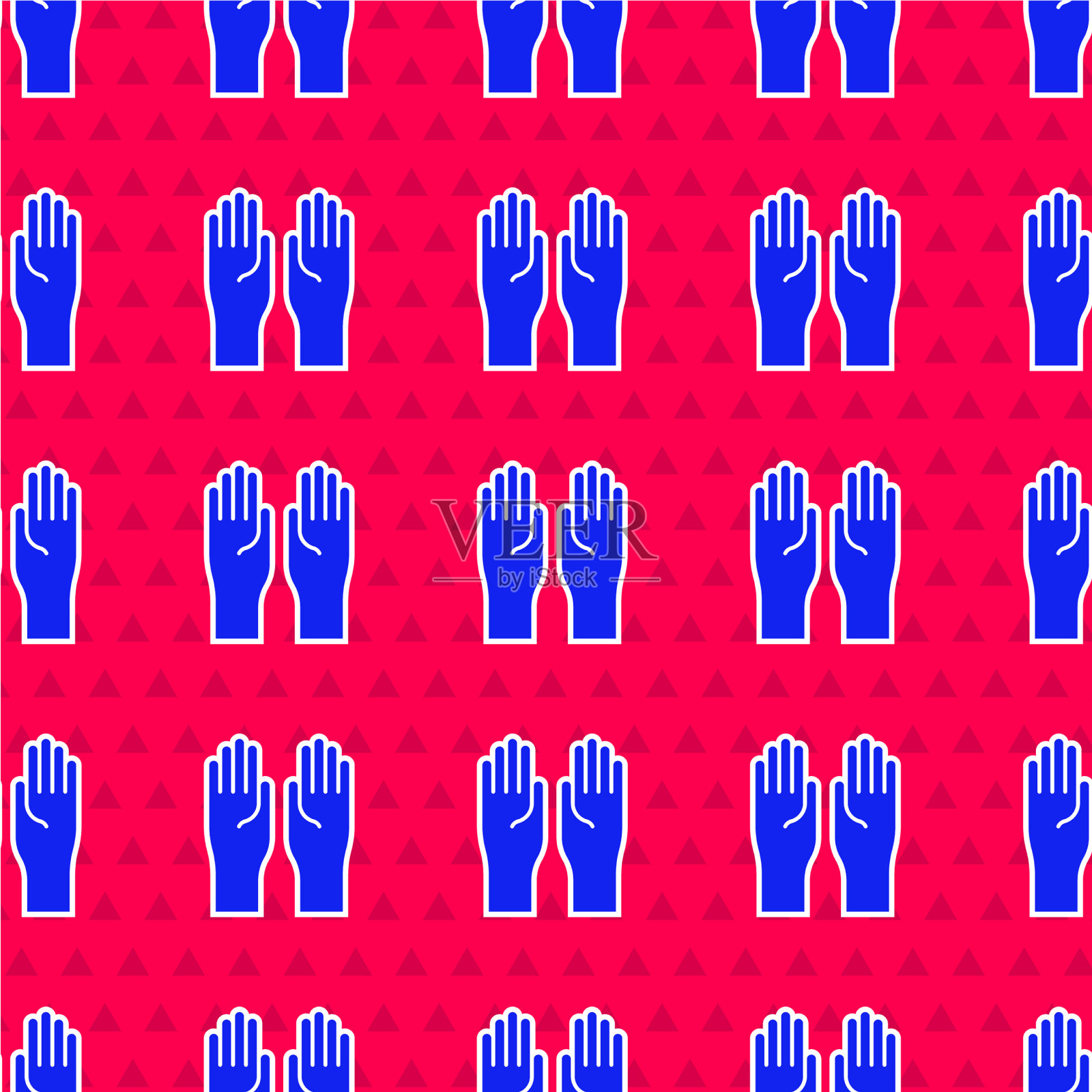 蓝色橡胶手套图标隔离无缝图案插画图片素材