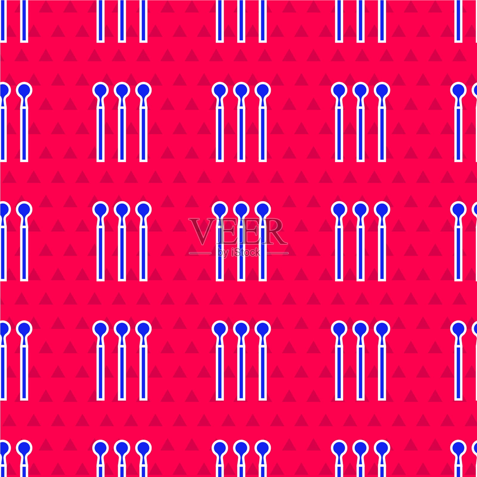 蓝色匹配图标隔离无缝模式上的红色插画图片素材