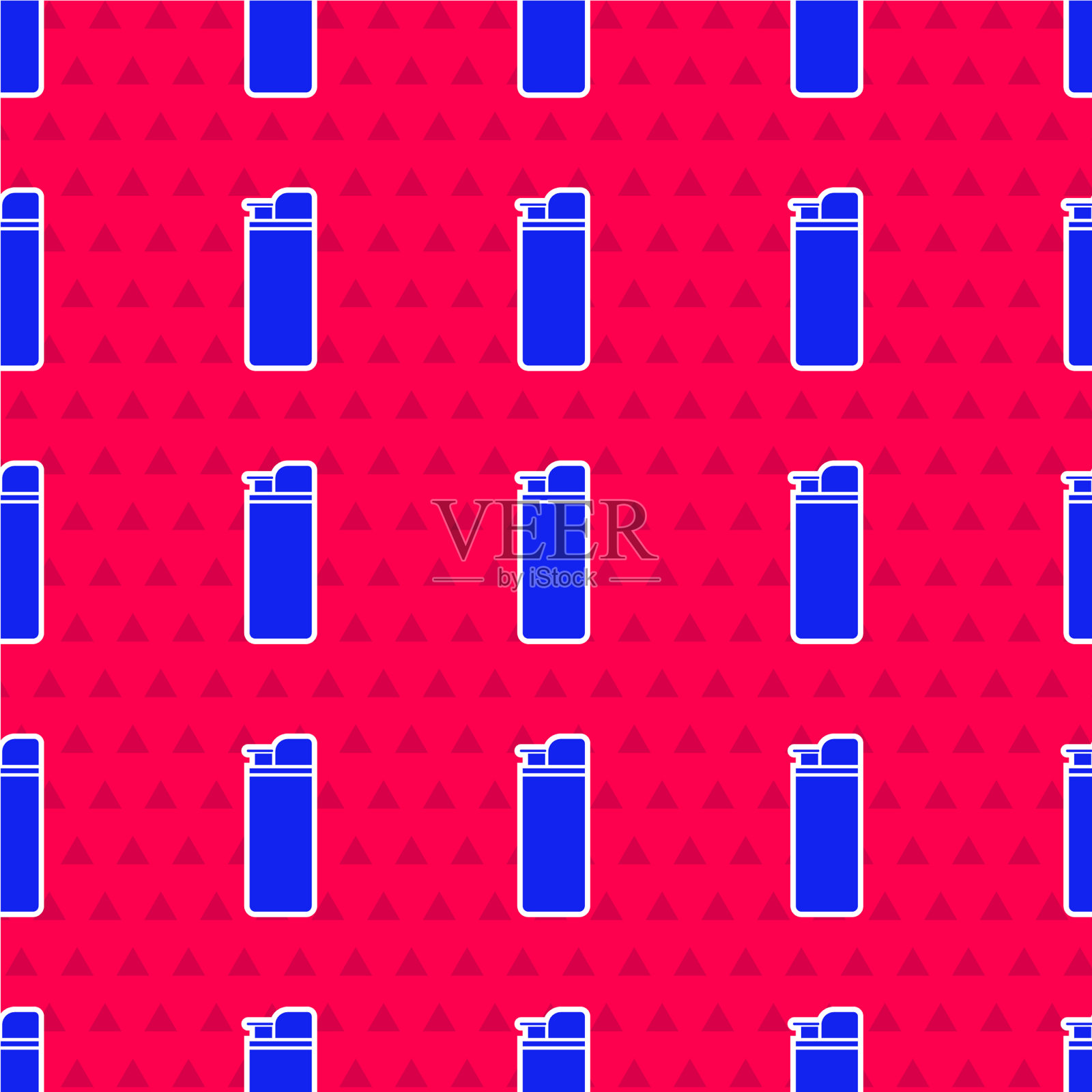 蓝色打火机图标隔离无缝模式上的红色插画图片素材