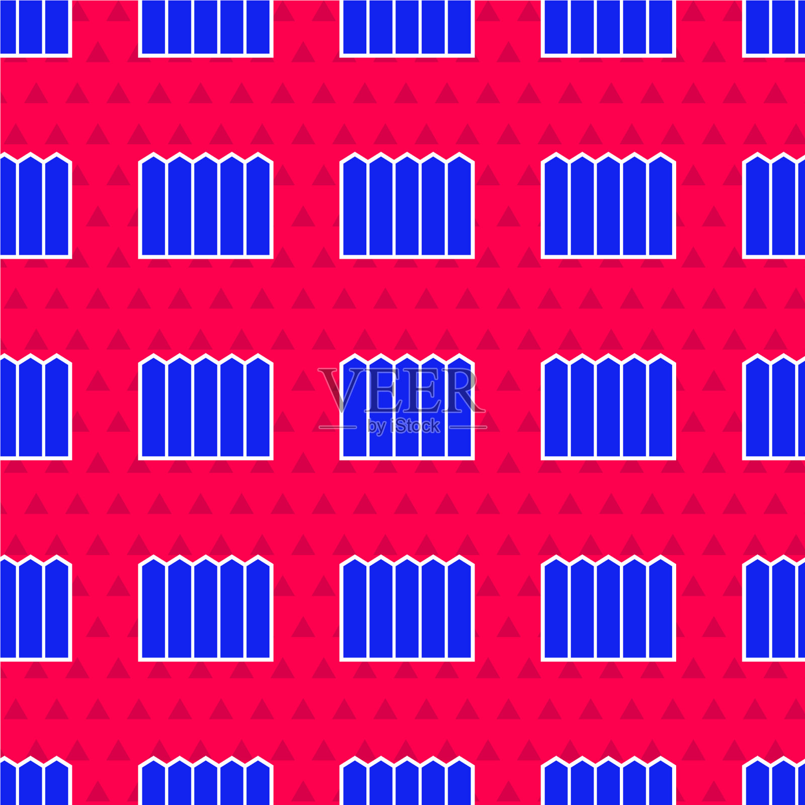 蓝色花园栅栏木制图标孤立无缝插画图片素材