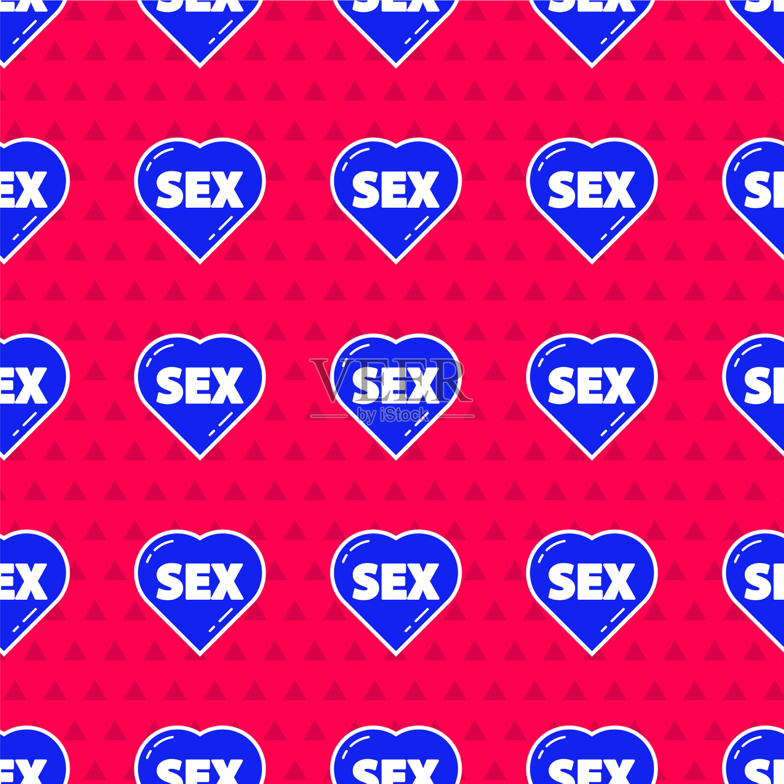 蓝色心与文字性图标隔离无缝插画图片素材