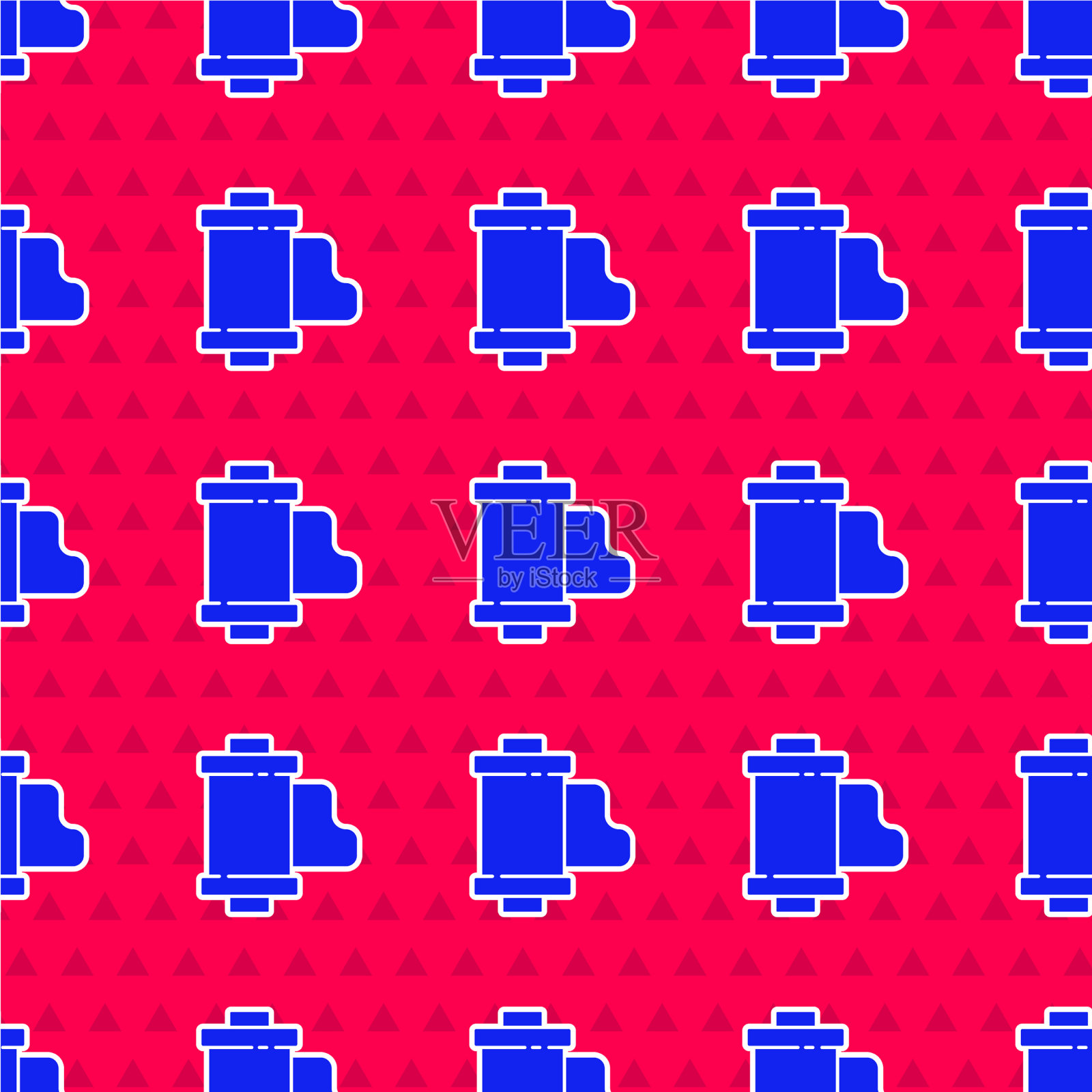 蓝色相机复古胶片卷墨盒图标插画图片素材