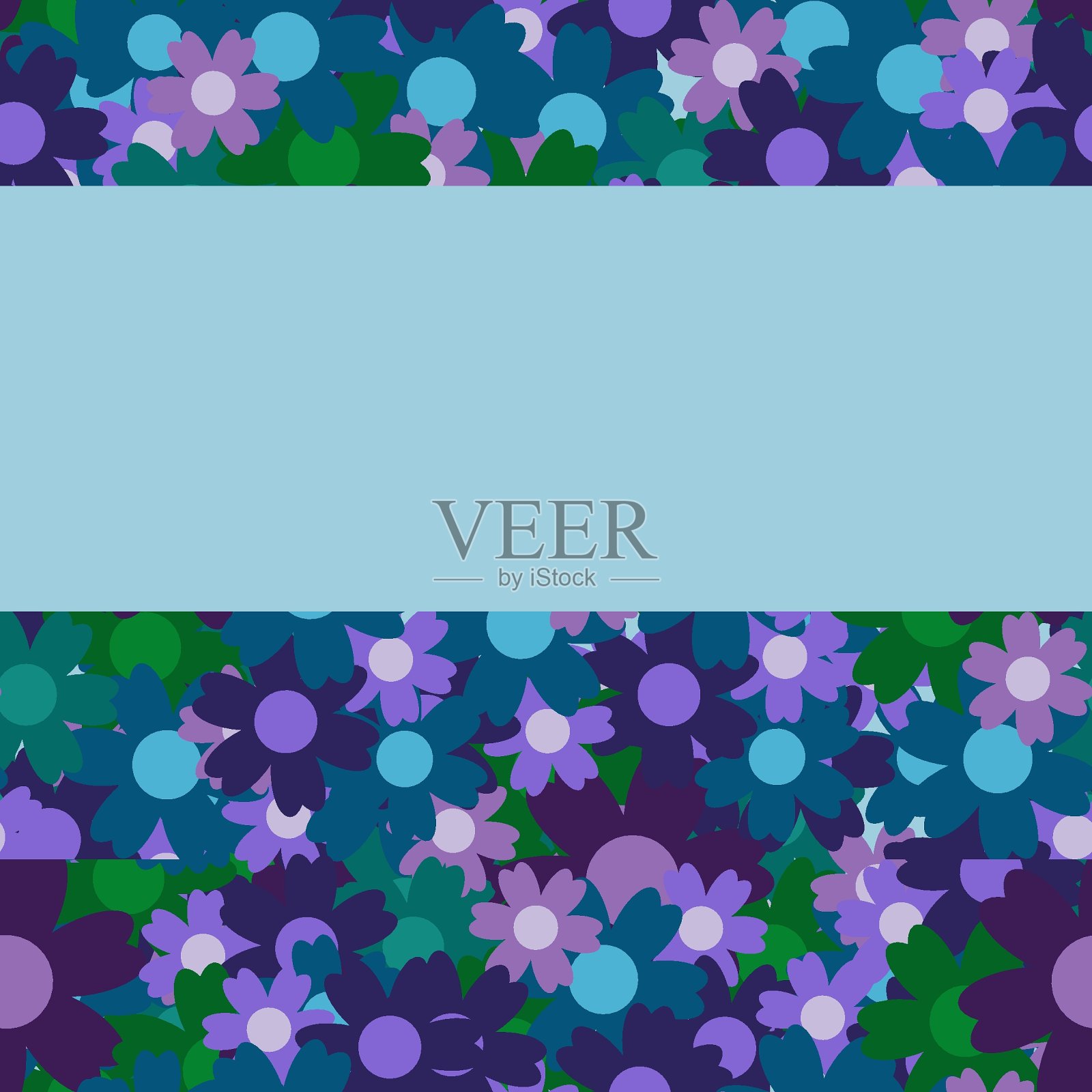 颜色简单的花束在蓝色的背景。框架与装饰。插画图片素材