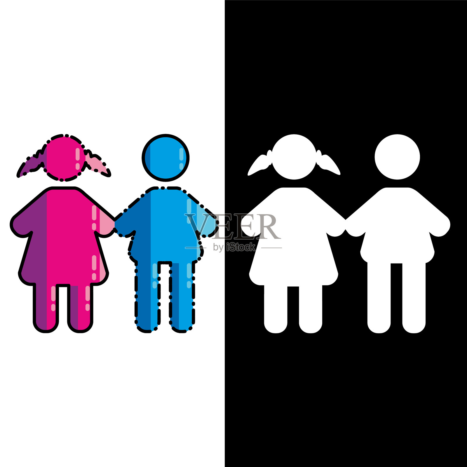 幼儿园男人和女人的孩子图标插画图片素材