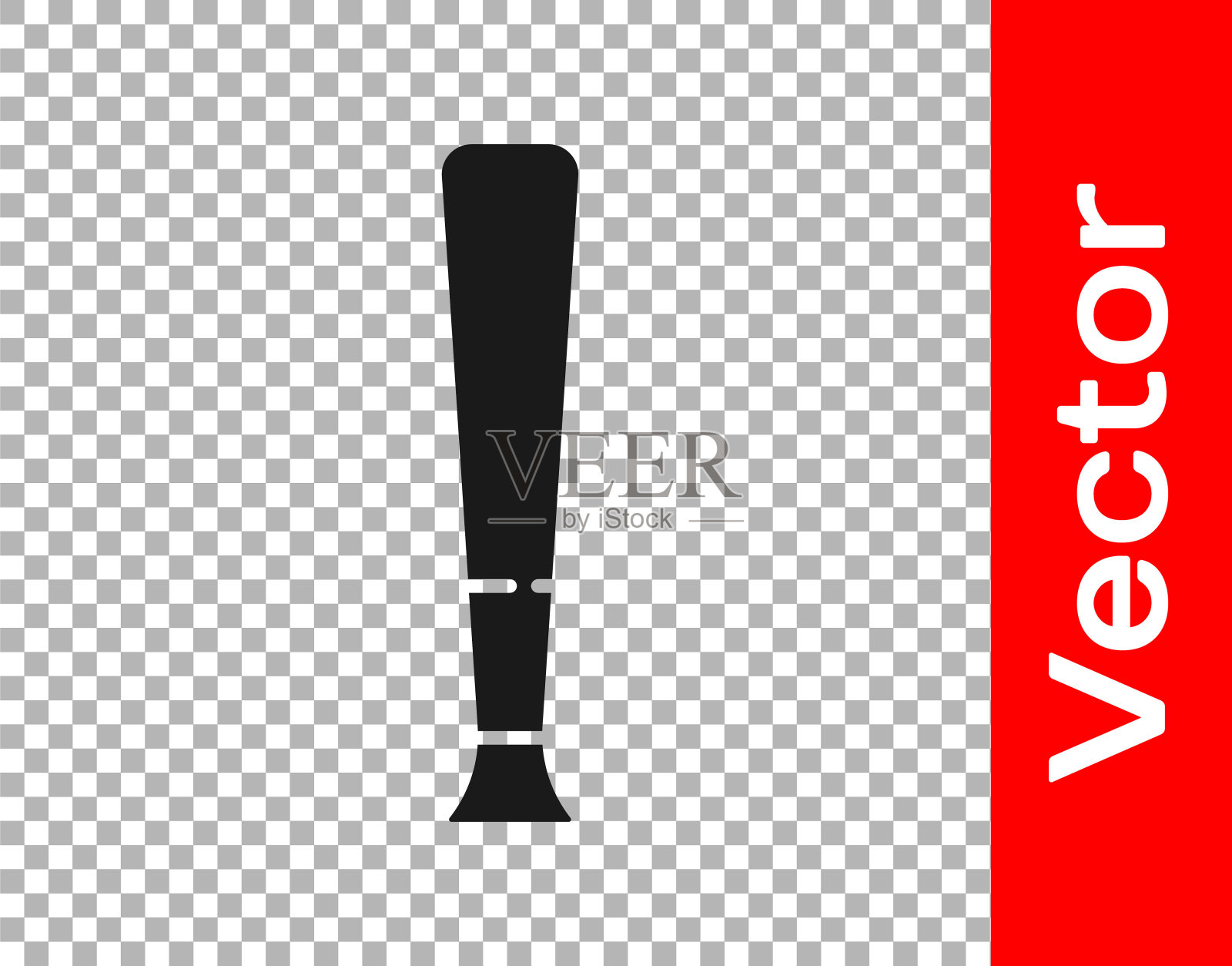 黑色棒球棒图标孤立的透明背景。运动设备。矢量图插画图片素材