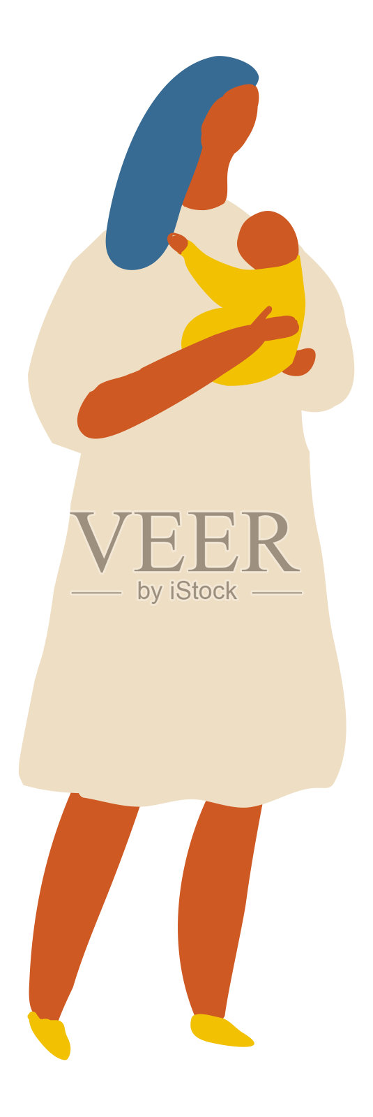 母亲和孩子扁平风格矢量人物插画图片素材