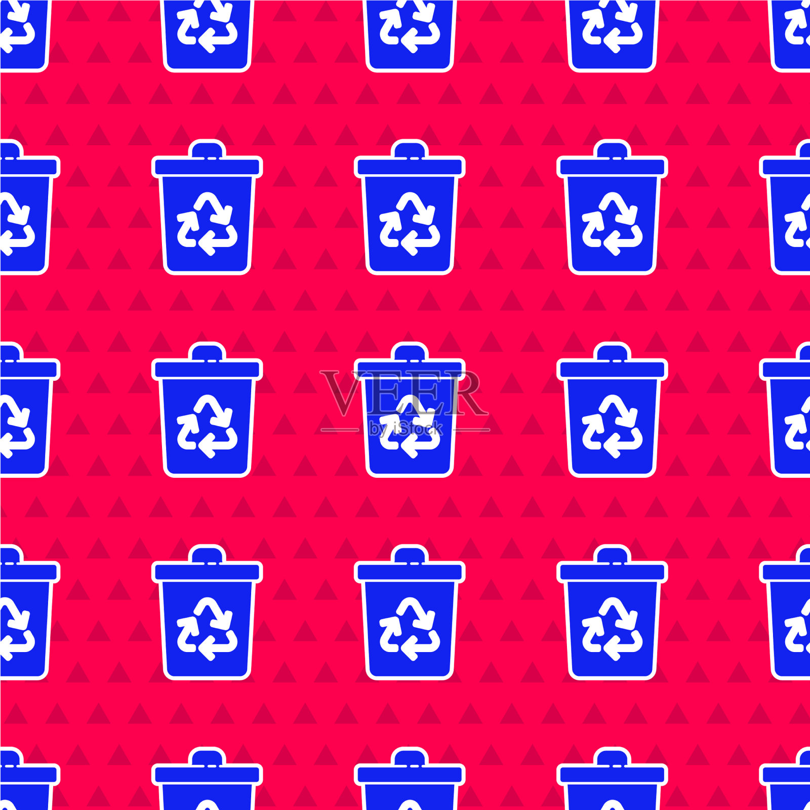 蓝色回收站与回收符号图标隔离插画图片素材