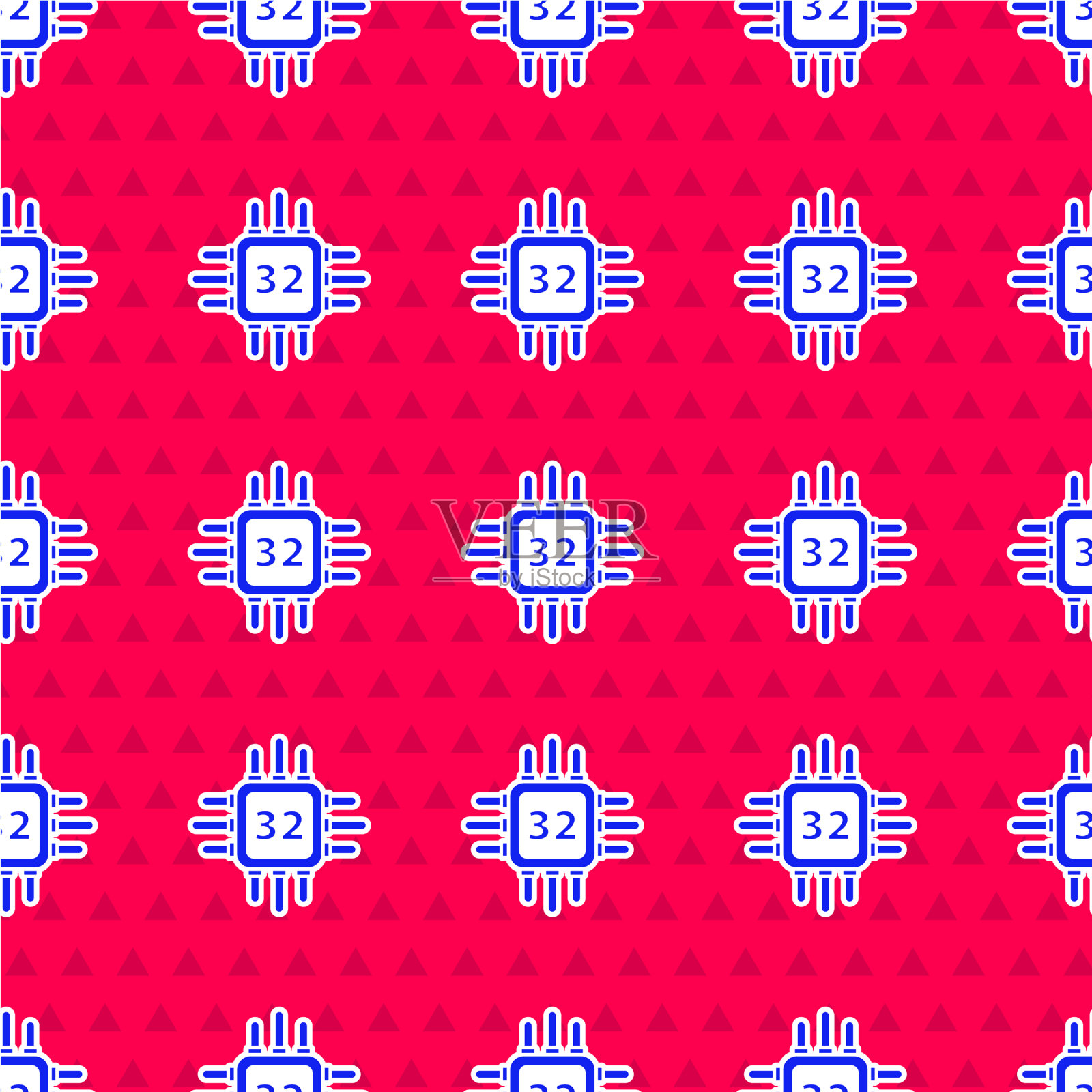 带有微电路的蓝色计算机处理器插画图片素材