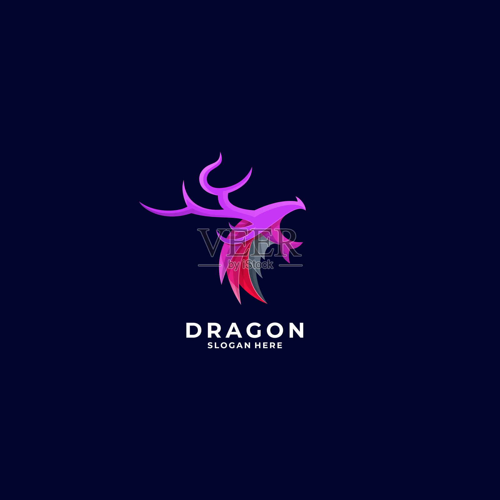 标志龙头颜色渐变风格插画图片素材