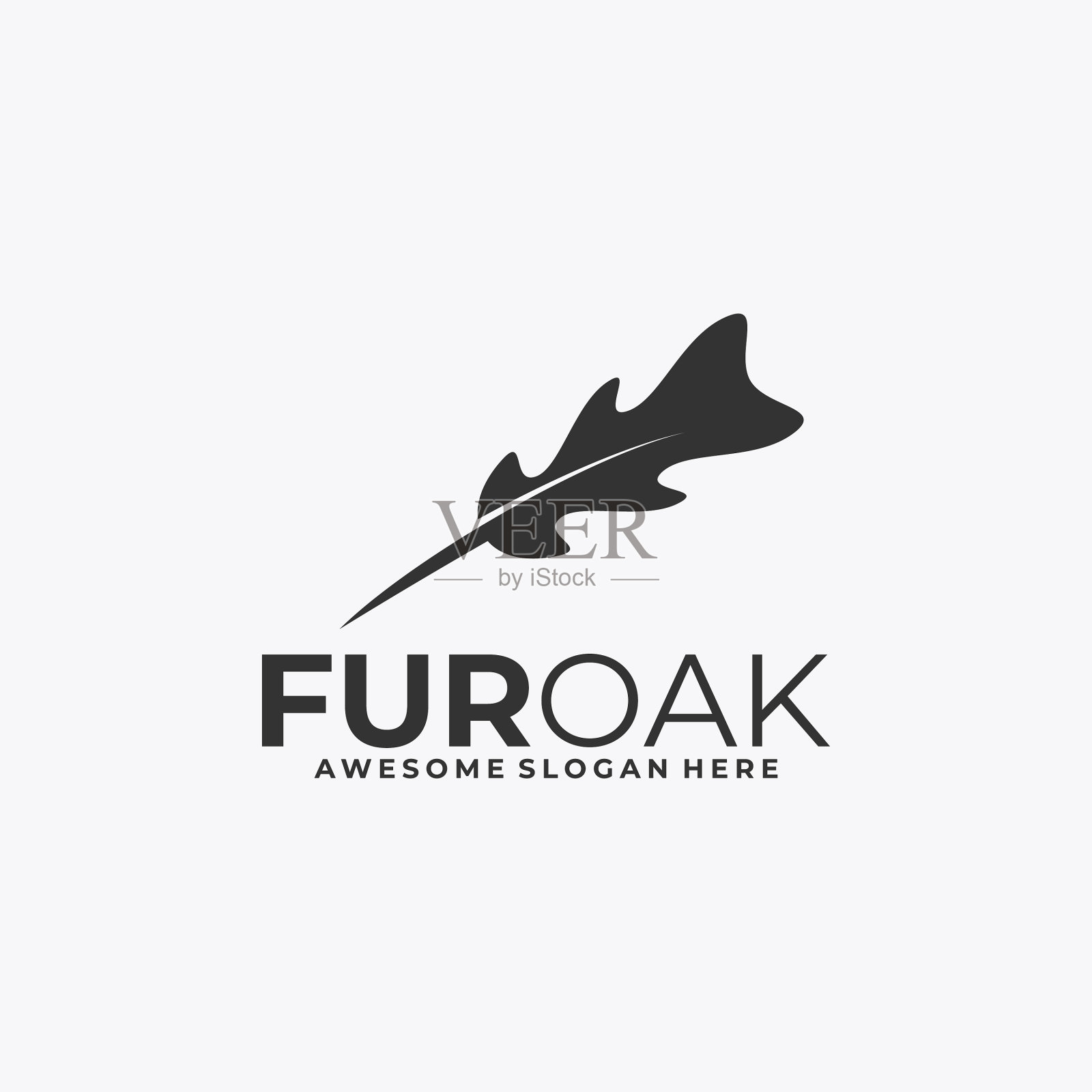 标志皮草和叶子剪影风格插画图片素材