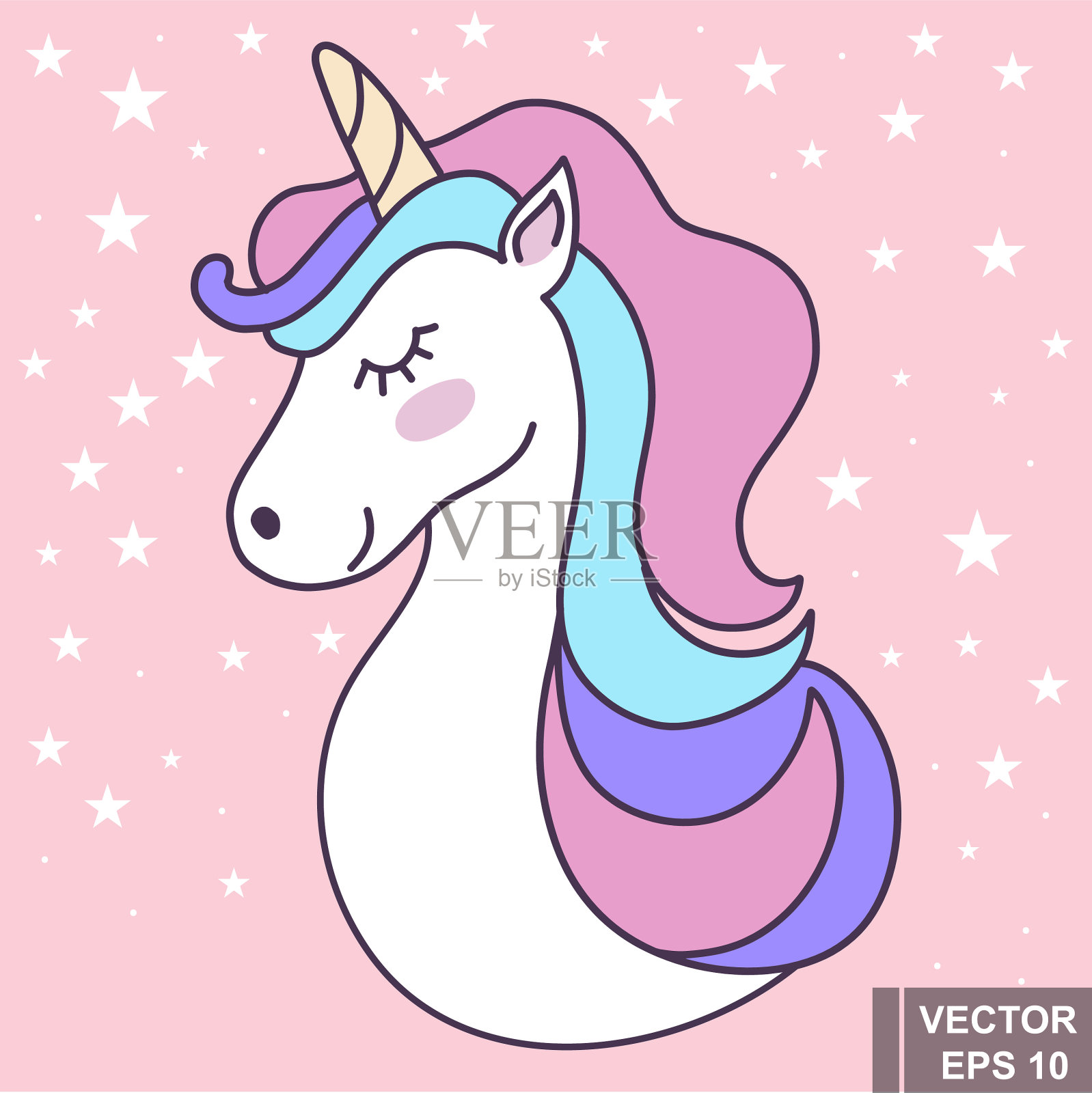 独角兽造型可爱，适合儿童印刷插画图片素材