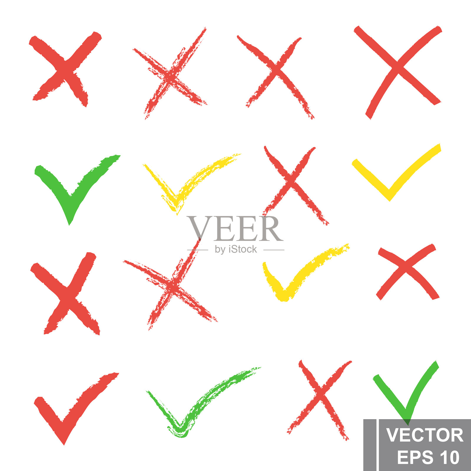 禁止和许可交叉检查标记插画图片素材