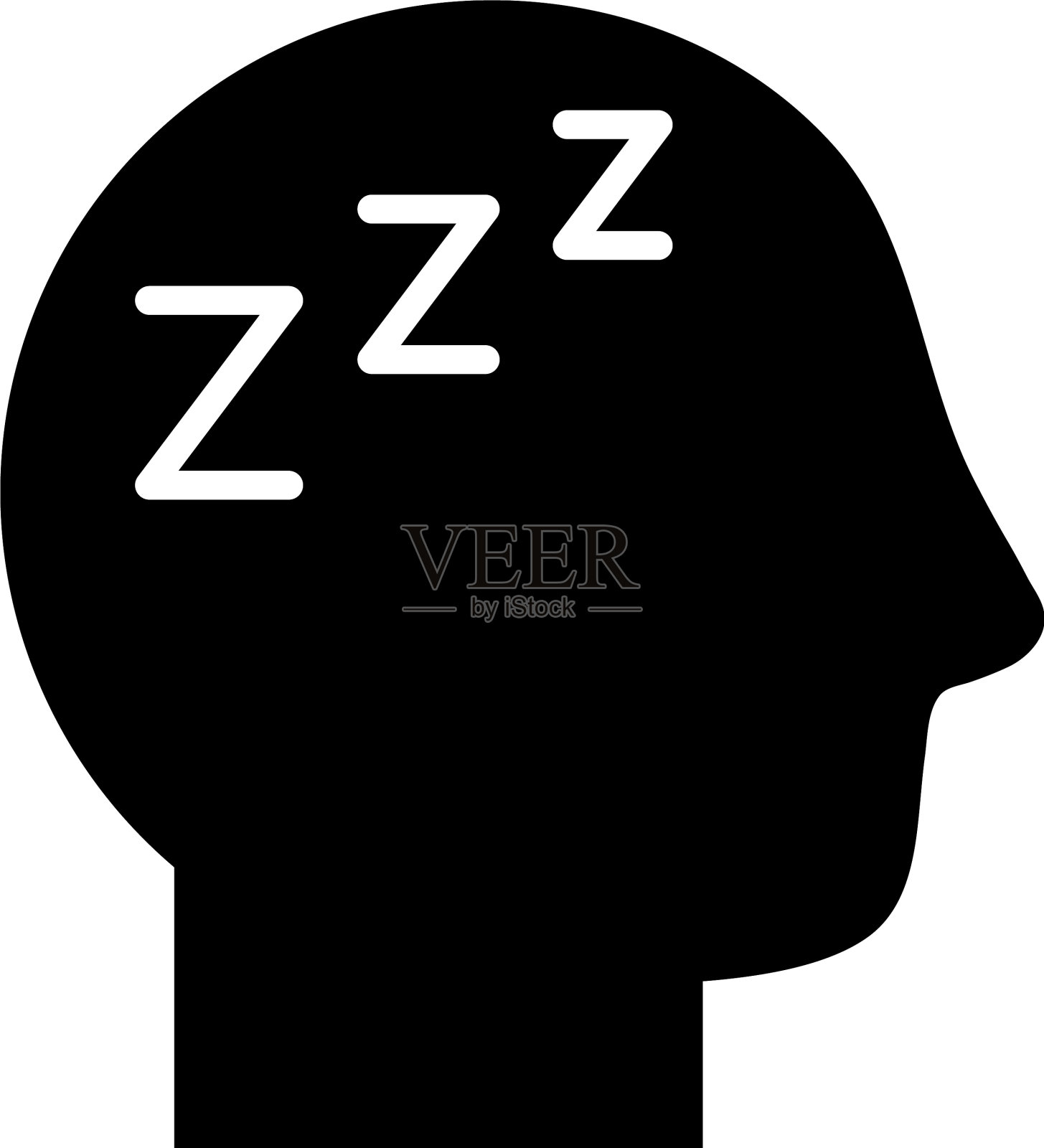 头像头部带有疲劳符号的剪影风格插画图片素材