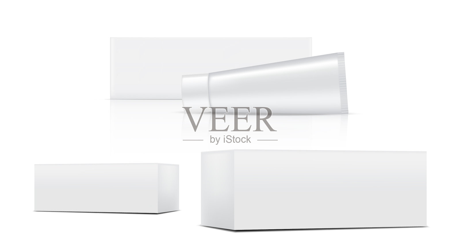 管模拟逼真的化妆品和盒插画图片素材