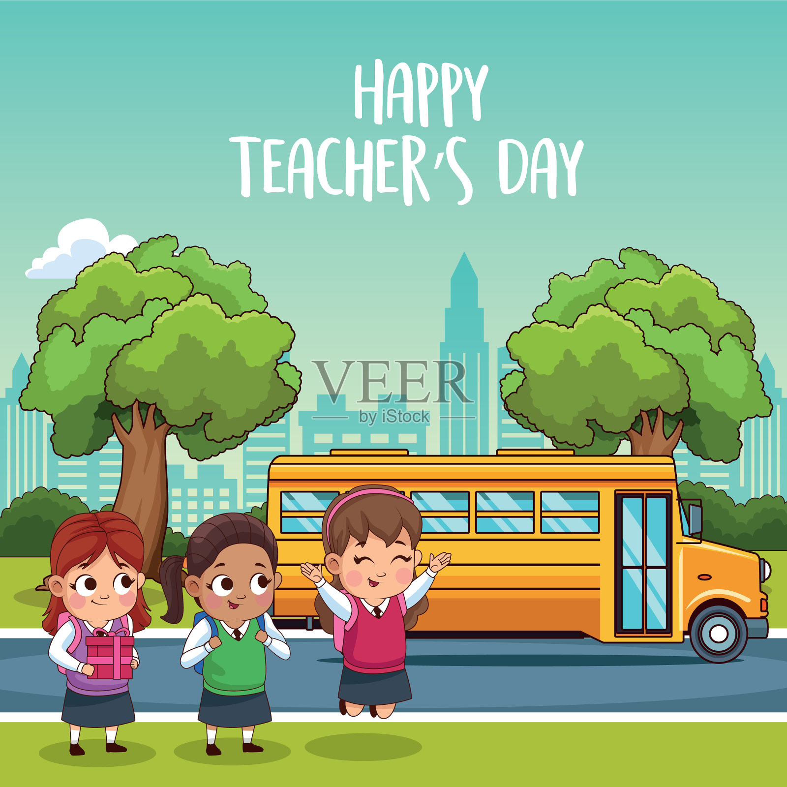 祝大家教师节快乐插画图片素材