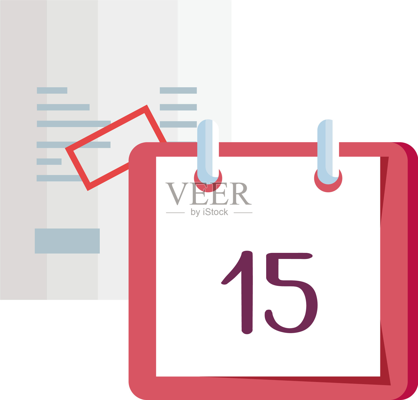 带有日历提醒的纸质凭证设计元素图片