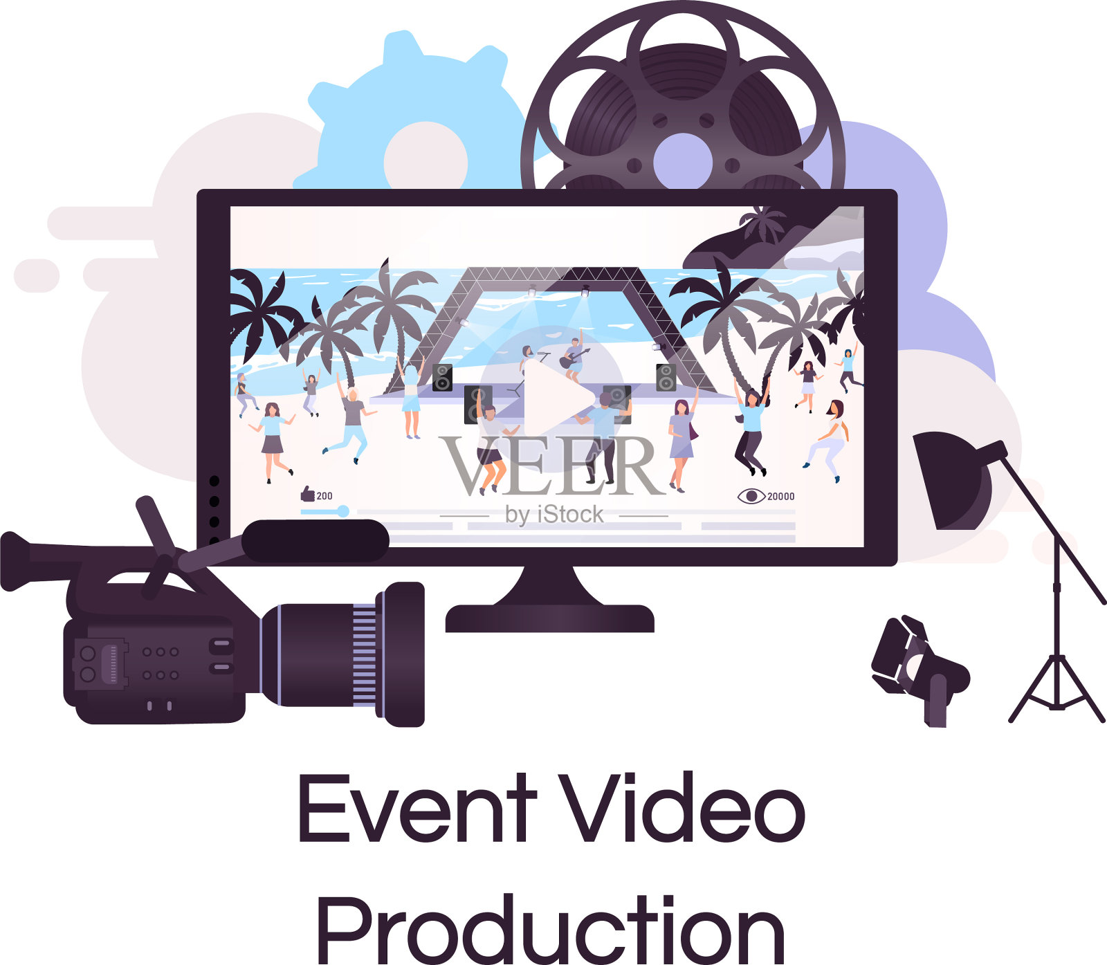 事件视频制作平面概念图标插画图片素材