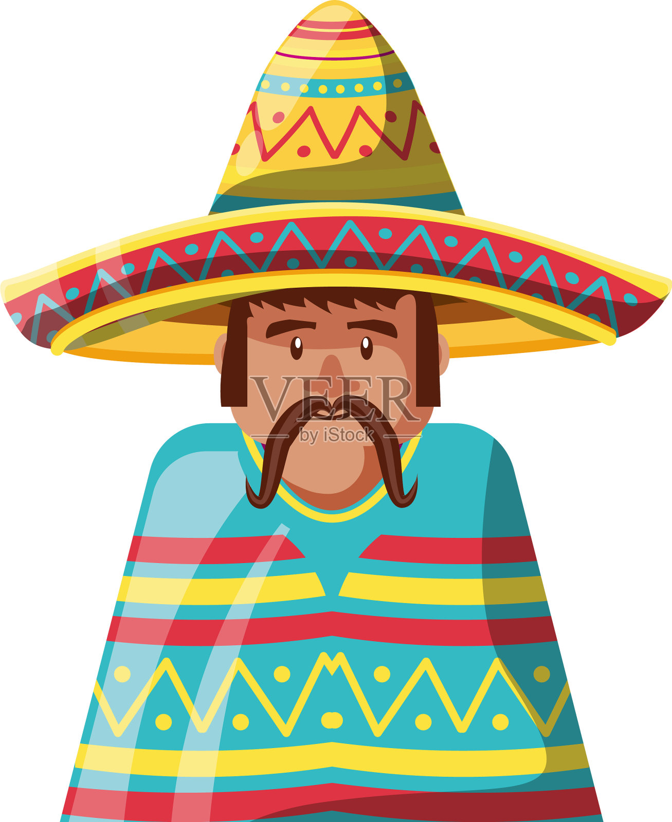 男人在白色背景下穿着典型的墨西哥服装设计元素图片