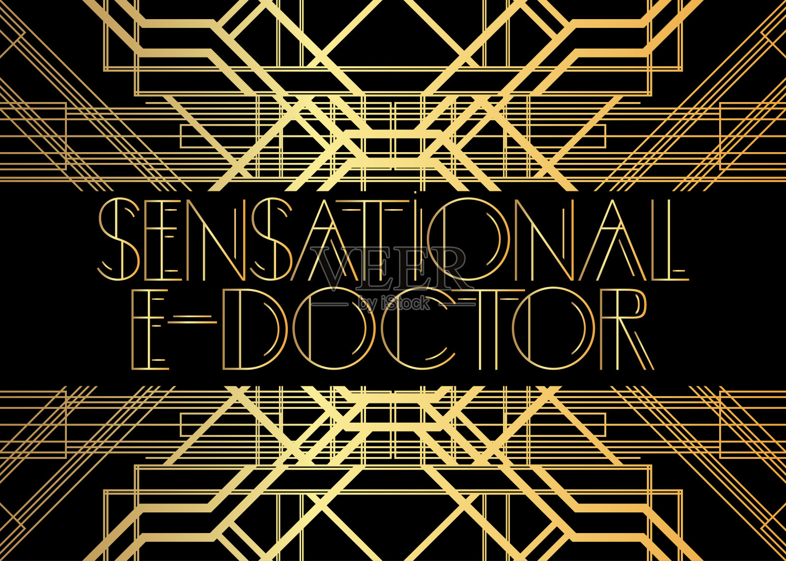 艺术装饰复古激动的电子医生文本。设计模板素材