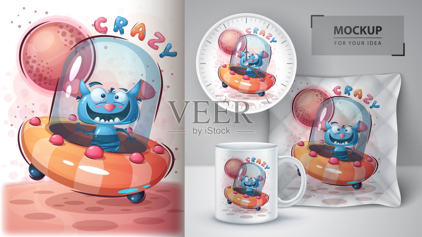 疯狂的怪物海报和商品插画图片素材